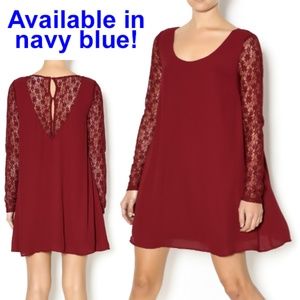 Altar’d State Lace long sleeve Dress Navy Medium